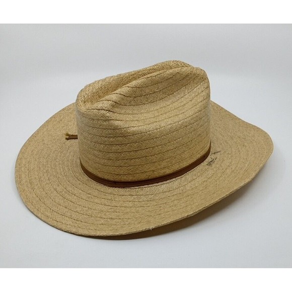 1950s Tanbark Concho Cowboy 6 7/8 Hat Vintage USA Straw Western Hand Blocked - Picture 3 of 6